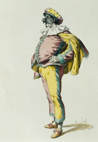 Pulcinella in 1685 by Maurice Sand