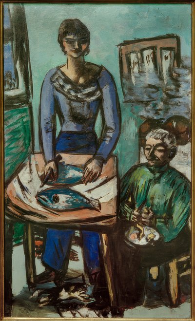 The Kitchen (Quappi with Fish) by Max Beckmann
