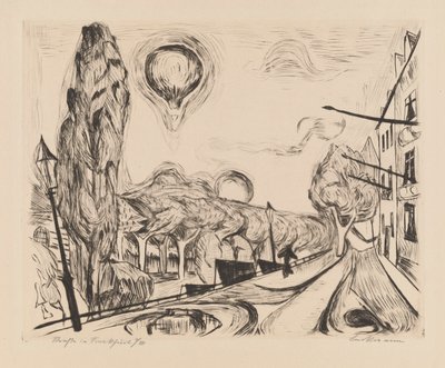 Landscape with Balloon by Max Beckmann
