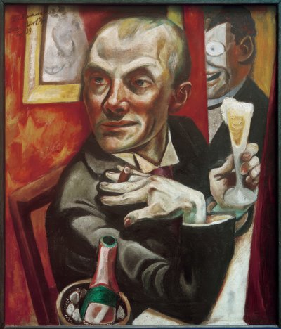 Self-Portrait with Champagne Glass by Max Beckmann