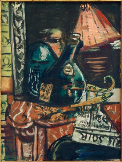 Still Life with Slate Schnapps Bottle and Buddha by Max Beckmann