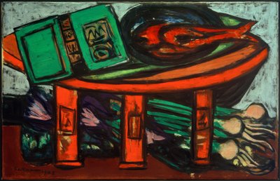 Still Life with Green Book and Radishes by Max Beckmann