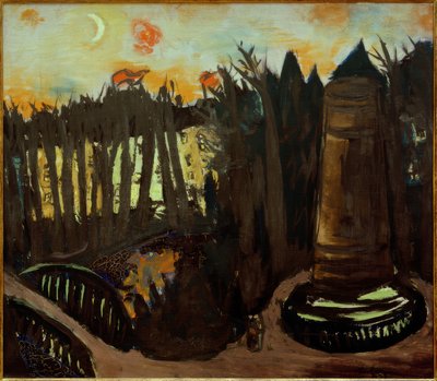 Zoo at Night with Red Sky by Max Beckmann