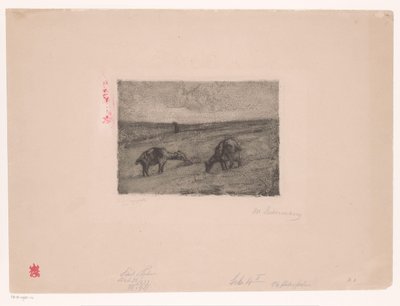 Landscape with Grazing Goats by Max Liebermann (signed by artist)