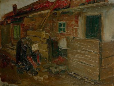 Dutch Farmhouse with Woman by Max Liebermann