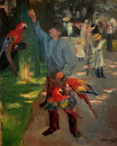 Parrot Man in Amsterdam Zoo by Max Liebermann