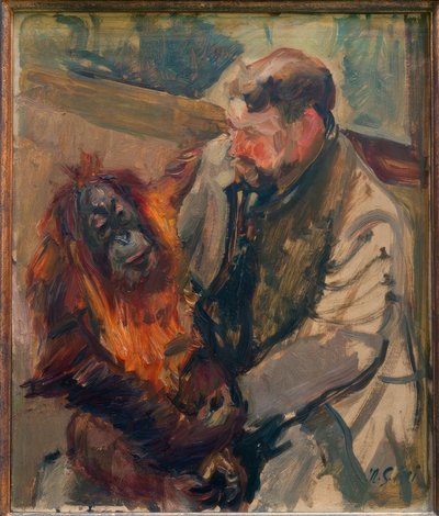 Sketch Orangutan I – Keeper with Sailor by Max Slevogt