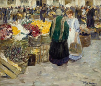 Flower Market at Rochus Church by Max Stern