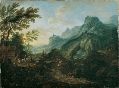 Ideal Mountain Landscape with Homestead by Maximilian Joseph Schinnagl