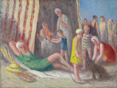 At Treport Beach by Maximilien Luce