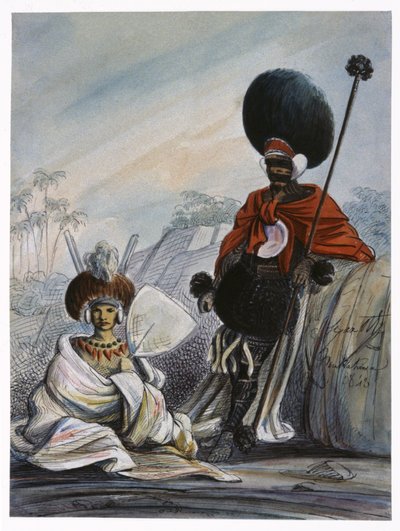 Indigenous Couple of Marquesas Islands by Maximilien Radiguet