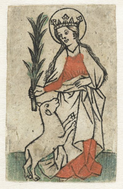 Saint Agnes by Meester van de Olijfberg uit de Verzameling Dutuit