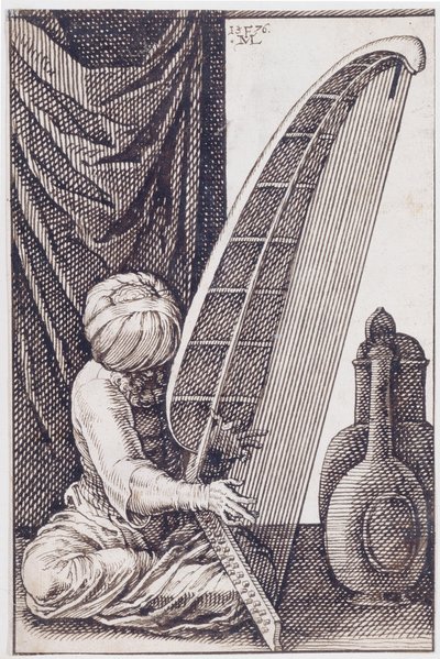 Turk Playing a Harp by Melchior Lorch