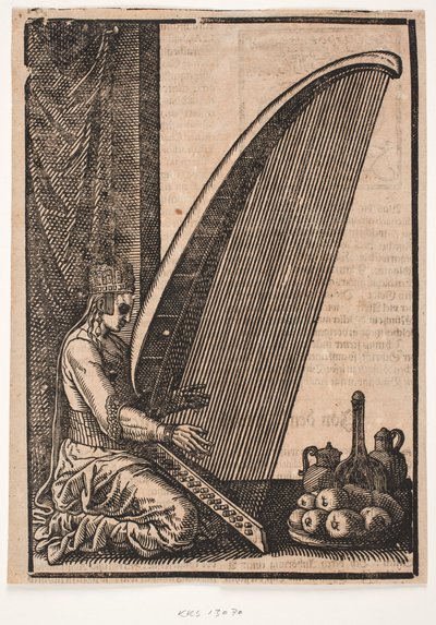 Female Harp Player by Melchior Lorck