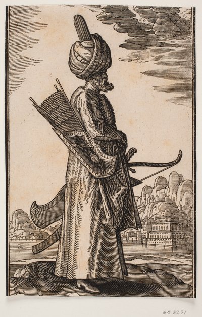 Standing Archer, Profile to the Right by Melchior Lorck