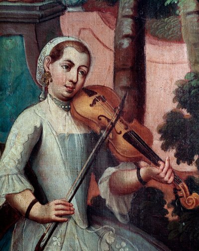Violin Player (detail) by Mexican School
