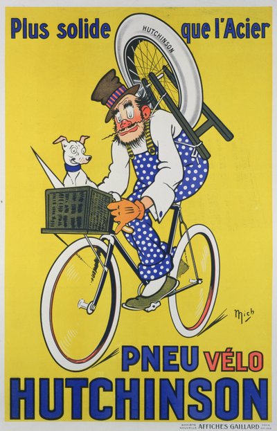 Poster Advertising Hutchinson Bicycle Tyres by Mich