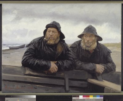 Two Fishermen beside a Boat by Michael Ancher