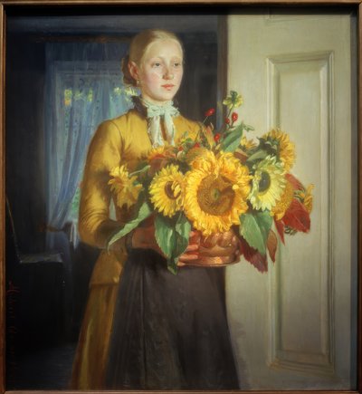 Girl with Sunflowers by Michael Peter Ancher