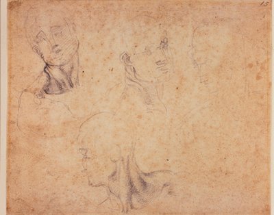 Four male head studies by Michelangelo (after) Buonarroti