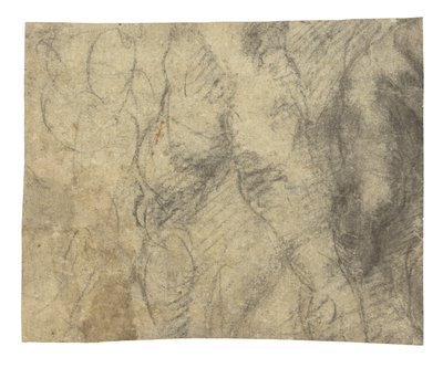 A male nude seen from behind by Michelangelo Buonarroti