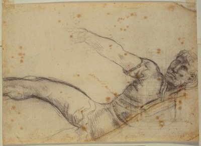 Study of Non-Autograph Figure and Inscription by Michelangelo Buonarroti