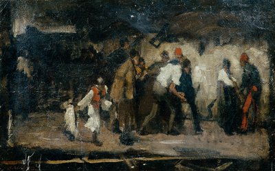 Hungarian Village Scene by Mihály von Munkácsy