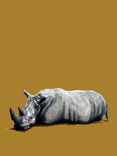 The Rhino on Golden Yellow by Mike Davis