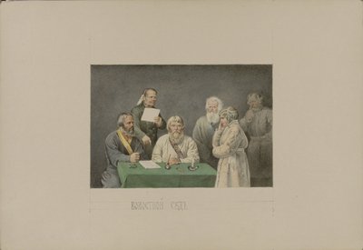 Volost Court, 1862 by Mikhail Stepanovich Znamensky