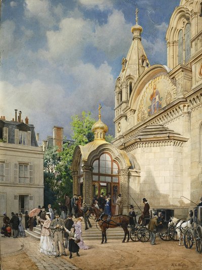 Coming out of a Church by Mikhail Yakovlevich Villie