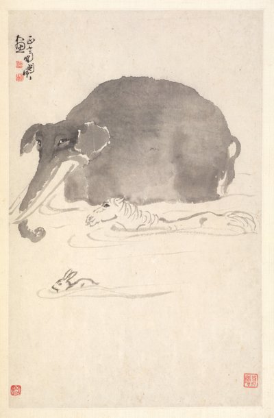 Elephant, Horse, and Hare, 1788 by Min Zhen