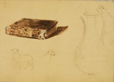 Sheep, Vase, Book Studies by Miner Kilbourne Kellogg