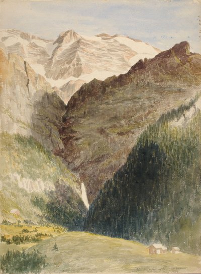Glacier and Falls, 1863 by Miner Kilbourne Kellogg
