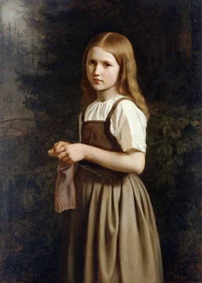 Girl Knitting, 1854 by Minna Heeren