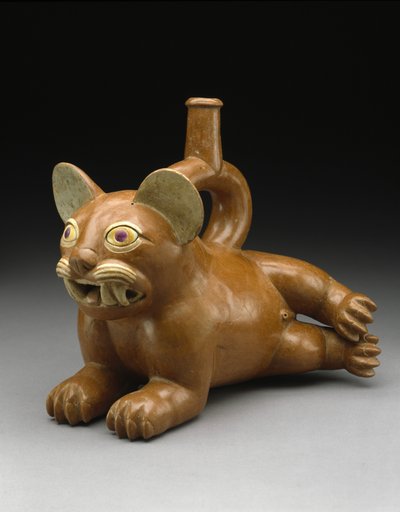 Reclining Feline Vessel by Moche Moche