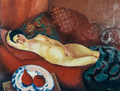 Nude on Red Couch by Moise Kisling