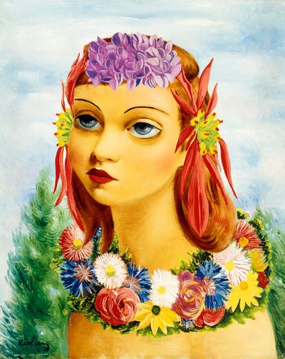 Woman with Flowers by Moise Kisling