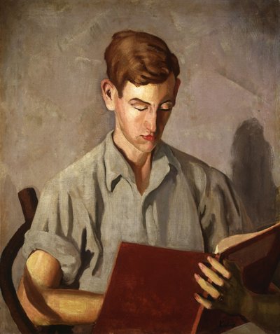 Young Boy Reading by Moise Kisling