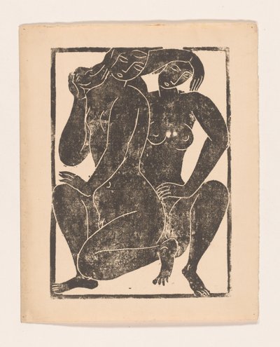 Two Crouching Naked Women by Moissej Kogan