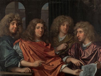 Group Portrait of Four Artists by Monogrammist GF (schilder)