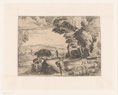 Landscape with Shepherds by Monogrammist IF (graveur)