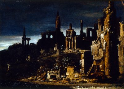Town in ruins by Monsu Desiderio