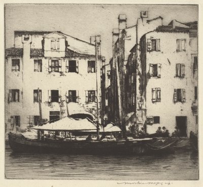 Boats on a Canal, Venetian Island by Mortimer Menpes