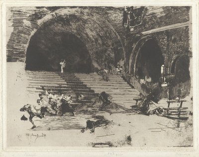 Fleeing People by Stairwell by Mosè di Giosuè Bianchi