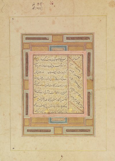 Page of Calligraphy, early 17th century by Muhammad Husain Kashmiri