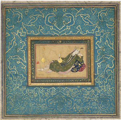 A lady reclining, c.1680 by Muin Musavvir