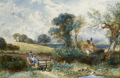 By the Duck Pond by Myles Birket Foster