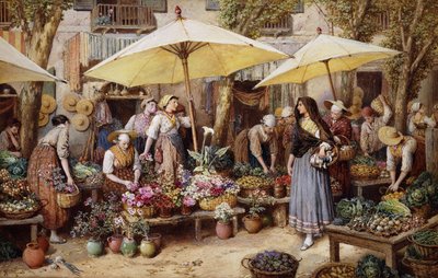 The Flower Market, Toulon by Myles Birket Foster