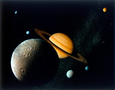 Saturnian System from Voyager 1 by NASA Images
