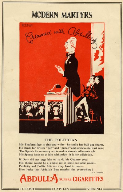 Abdulla Cigarettes, 1927 by Nerman